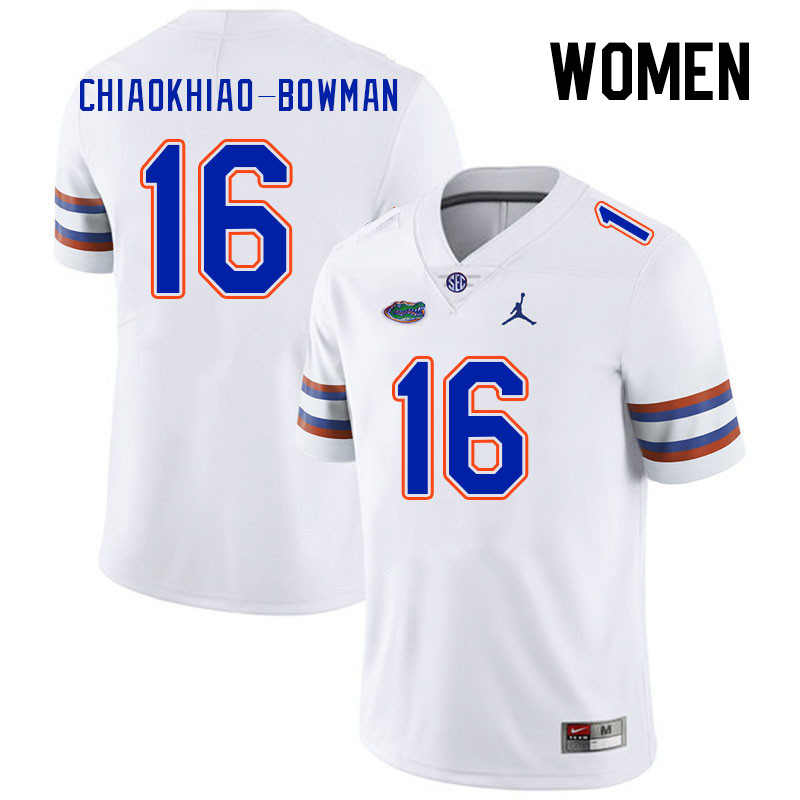 Women #16 Thai Chiaokhiao-Bowman Florida Gators College Football Jerseys Stitched-White - Click Image to Close